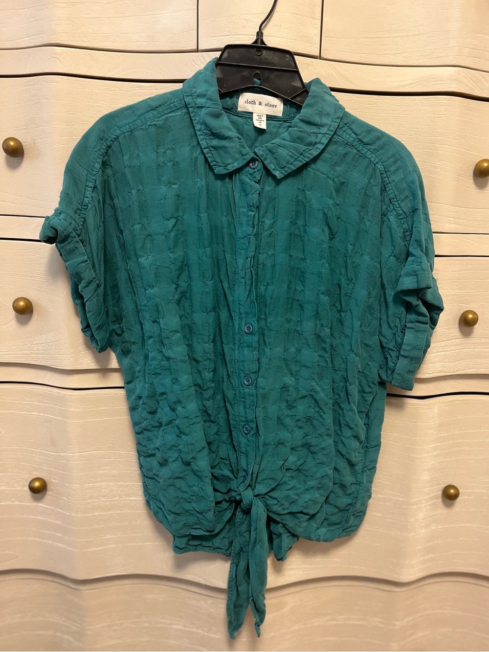 Cloth & Stone Tie-Front Short Sleeve Button-Up Shirt Size Small